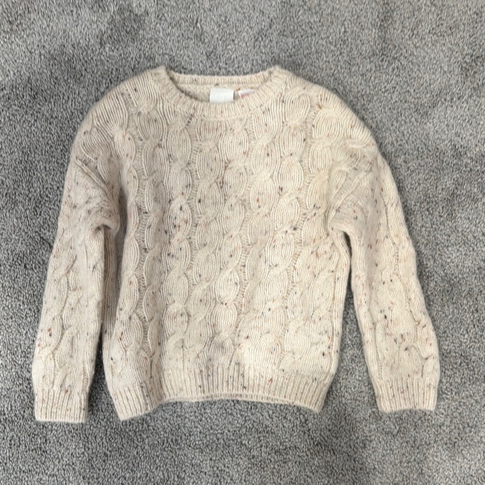 Cable Knit Cream Speckled Sweater - Women